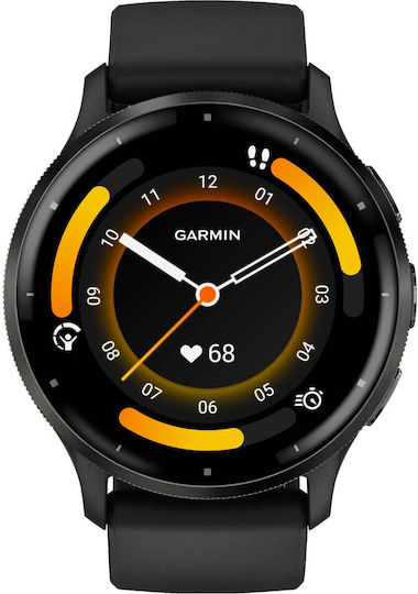 Garmin Venu 3 Stainless Steel 45mm Waterproof Smartwatch with Heart Rate Monitor (Slate Bezel With Black Silicone Band)