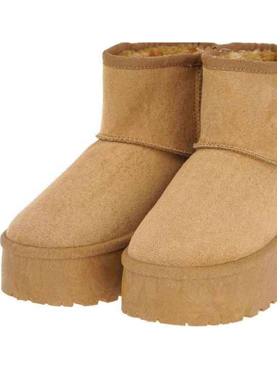 Suede Γυναικεία Μποτάκια με Γούνα Ταμπά