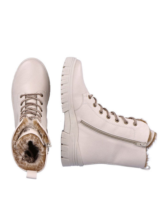 Leder Damen Chelsea Stiefeletten Beige