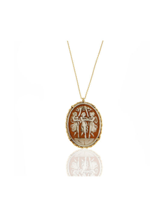 Cameo Necklace Amulet from Gold 14K with Zircon