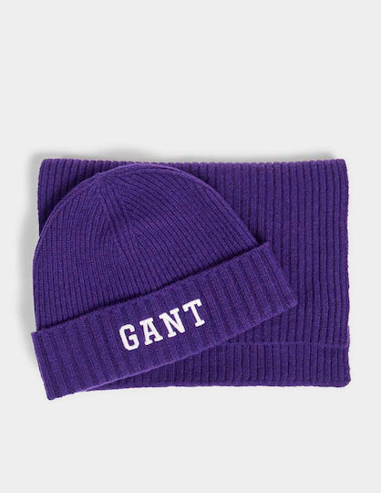 Unisex Set mit Beanie Gestrickt in Lila Farbe
