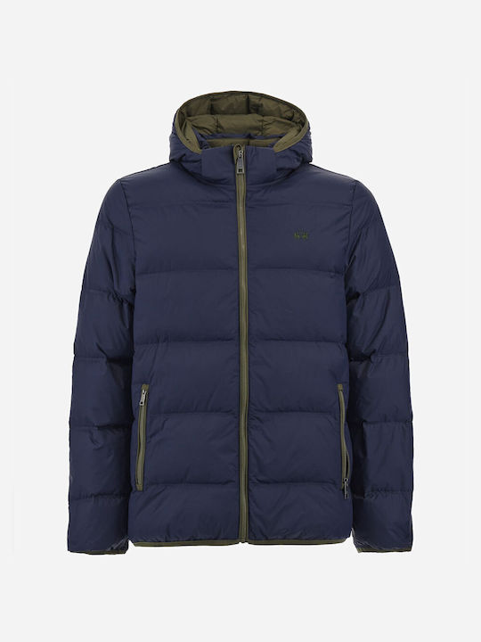 La Martina Herren Winter Jacke Lässig Marineblau