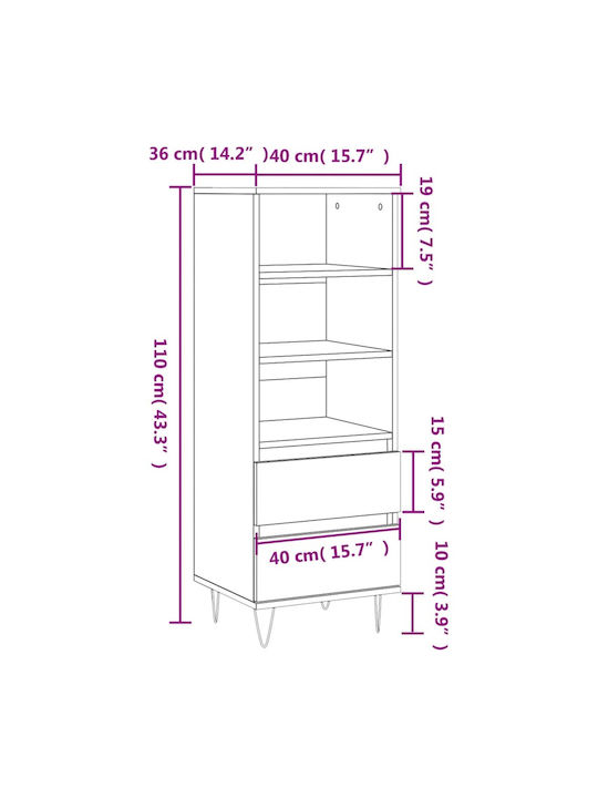 Βιβλιοθήκη Λευκό 40x36x110εκ.