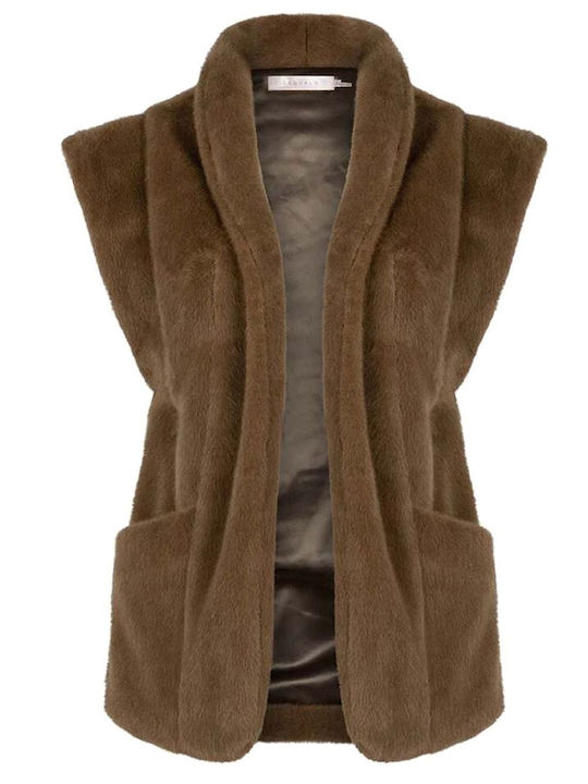 Women's Short Puffer Jacket for Winter Brown