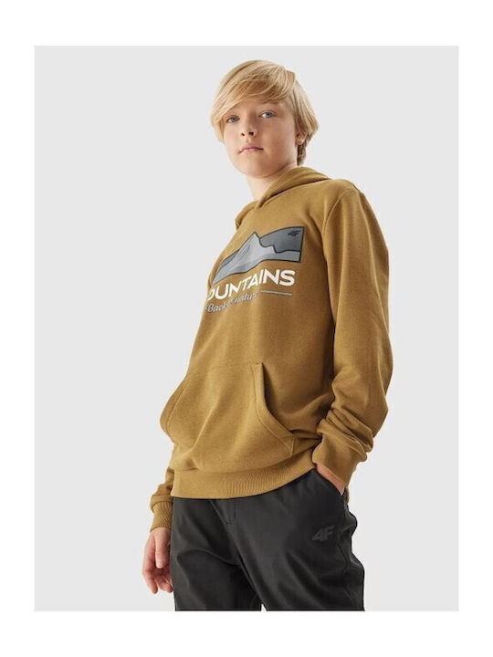 Kids Sweatshirt with Hood and Pockets Brown