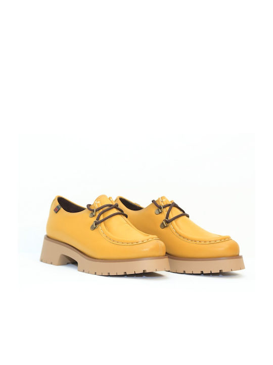 Pepe Menargues Women's Leather Oxford Shoes Yellow