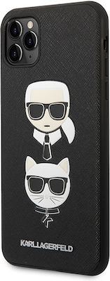 Karl Lagerfeld Karl&Choupette Head Synthetic Leather / Plastic / Silicone Back Cover Black (iPhone 11 Pro Max)