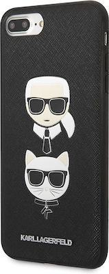 Karl Lagerfeld Ikonik Karl&Choupette Head Umschlag Rückseite Synthetisches Leder / Kunststoff / Silikon Schwarz (iPhone 8/7 Plus) KLHCI8LSAKICKCBK