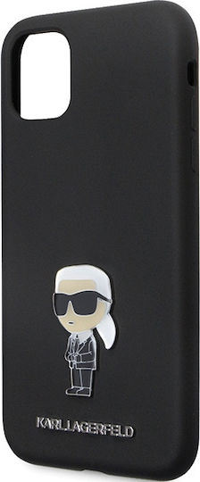 Karl Lagerfeld Ikonik Metal Pin Back Cover Σιλικόνης Μαύρο (iPhone 11)