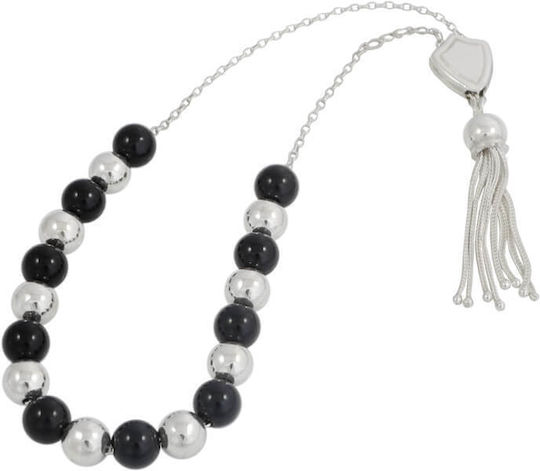 SilverBrand.gr Silver Worry Beads Black 1cm