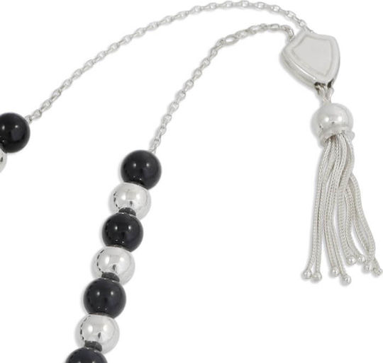SilverBrand.gr Silver Worry Beads Black 1cm