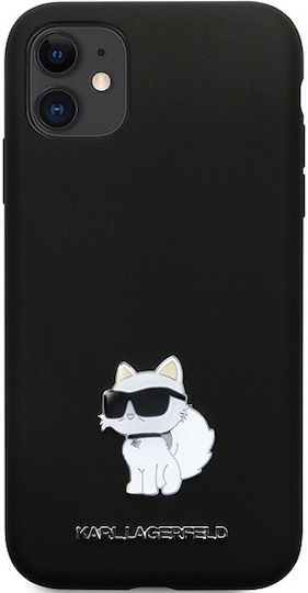 Karl Lagerfeld Choupette Metal Pin Back Cover Silicon Negru (iPhone 11)