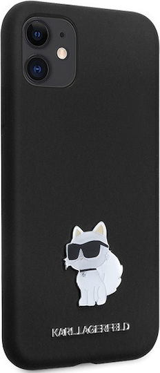 Karl Lagerfeld Choupette Metal Pin Back Cover Silicon Negru (iPhone 11)