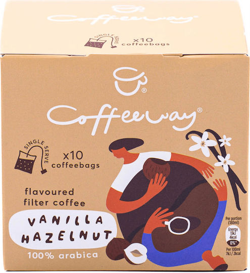 Coffeeway Καφές Φίλτρου Arabica Vanilla & Hazelnut Αλεσμένος 10x7.5gr