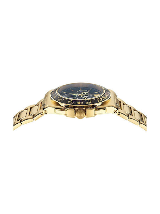 Versace Greca Extreme Uhr Chronograph Batterie mit Gold Metallarmband