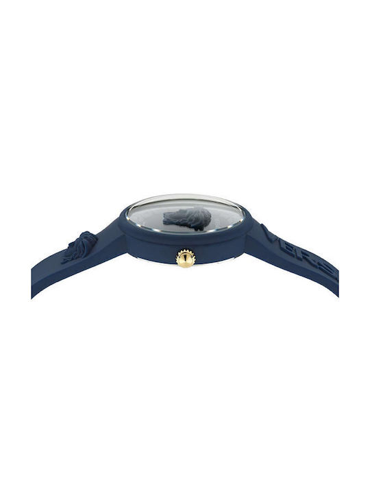 Versace Men's Watch Battery with Blue Rubber Strap