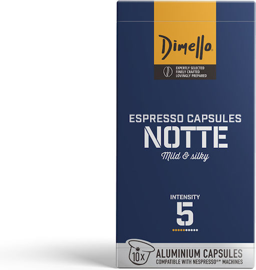 Dimello Κάψουλες Espresso Notte Decaffeine Συμβατές με Μηχανή Nespresso 10caps