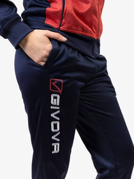 Givova Tuta Visa Sweat Set Navy / Red