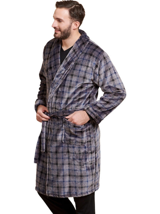 Jeannette Lingerie Χειμερινή Ανδρική Ρόμπα Fleece Γκρι