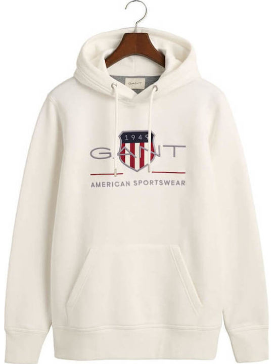 Archive Shield Sweatshirt with Hood White