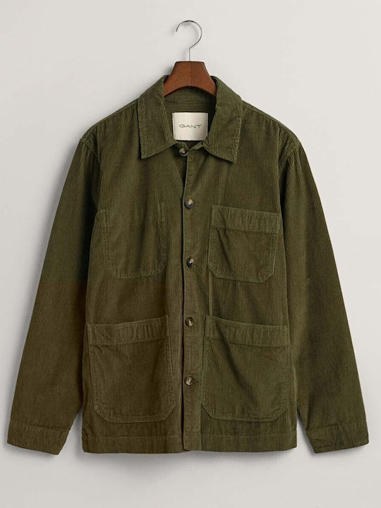 Μακρυμάνικo Κοτλέ Overshirt σε Κανονική Γραμμή Πράσινο