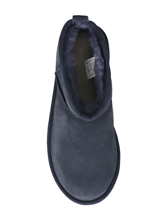 Classic Ultra Mini Platform Suede Γυναικεία Μποτάκια Μπλε