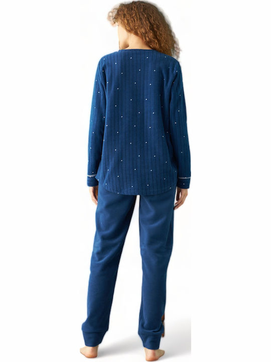 Siyah Inci Χειμερινό Fleece Γυναικείο Νυχτικό Μπλε Bear