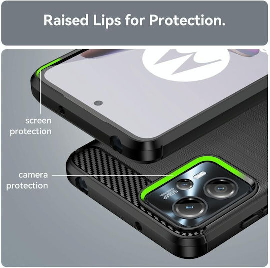 Carbon Fiber Back Cover Σιλικόνης Μαύρο (Moto G13)