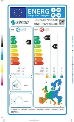 Sendo Zeas SND-09ZES3-ID/SND-09ZES3-OD Κλιματιστικό Inverter 9000 BTU A++/A+