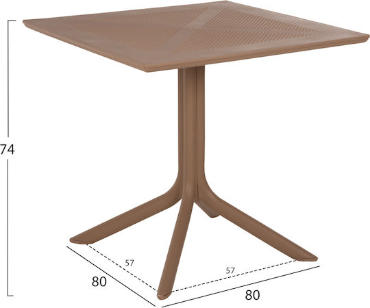 Tisch für kleine Außenbereiche Zusammenklappbar Lunar Cappuccino 80x80x74cm