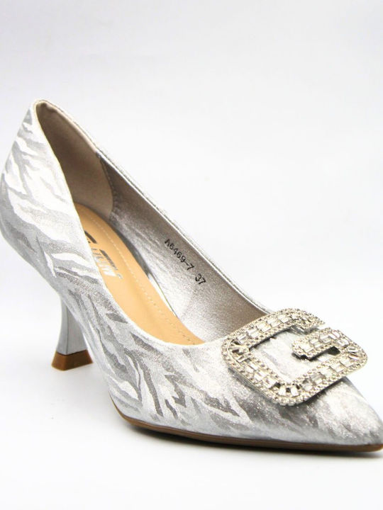 Plato Leather Gray Medium Heels