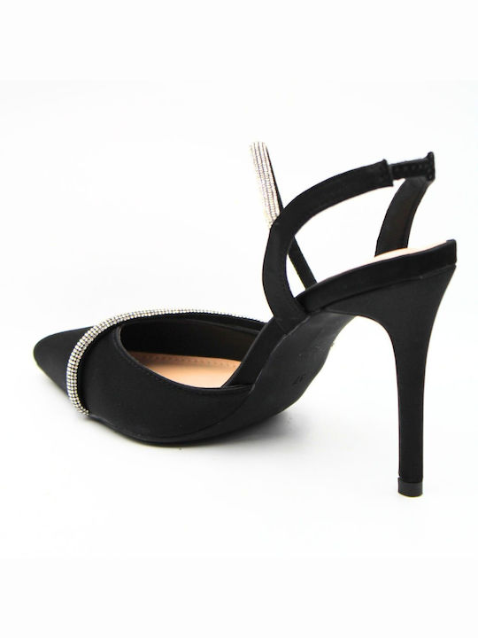 Plato Black High Heels with Strap