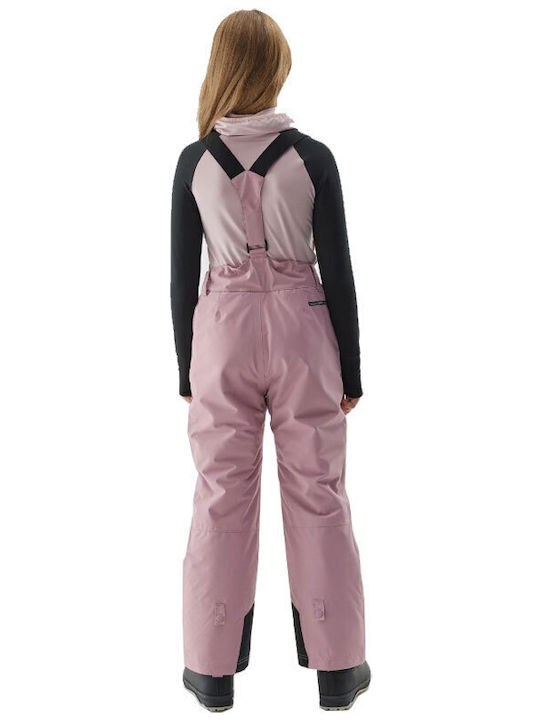 4F 4FJAW23TFTRF353-53S Kids Dungarees for Ski & Snowboard Pink