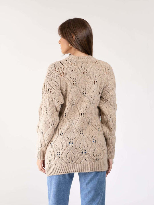 Damen Langarm Pullover Beige