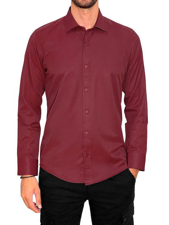 Polsino Shirts Men's Shirt Long Sleeve Burgundy