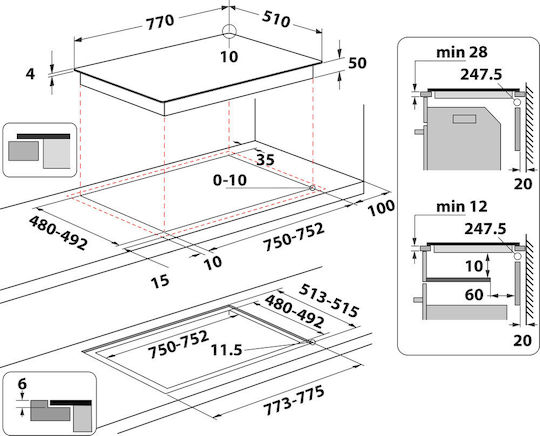 Whirlpool Induction Cooktop Autonomous 77x51εκ.