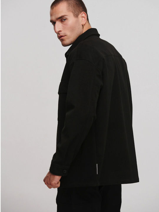 Μακρυμάνικo Overshirt Μαύρο