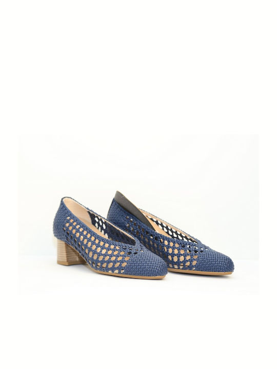 D Chicas Leather Blue Low Heels