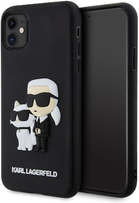 Karl Lagerfeld 3D Rubber Karl and Choupette NFT Umschlag Rückseite Kunststoff Schwarz (iPhone 11)