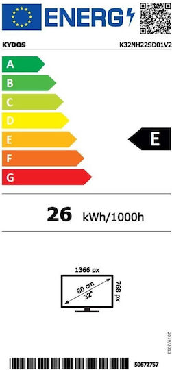 Kydos Τηλεόραση 32" HD Ready LED K32NH22SD01 (2021)