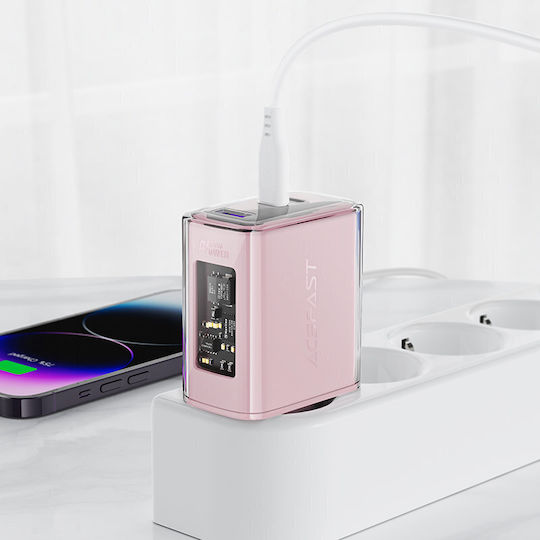 Acefast Φορτιστής Χωρίς Καλώδιο GaN με Θύρα USB-A και 2 Θύρες USB-C 65W Power Delivery / Quick Charge 3.0 Dark Gray (A45)