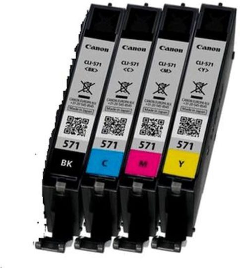 Canon CLI-571 Γνήσιο Photo Value Pack με 4 Μελάνια Εκτυπωτή InkJet Κίτρινο / Κυανό / Ματζέντα / Μαύρο (0386C006)