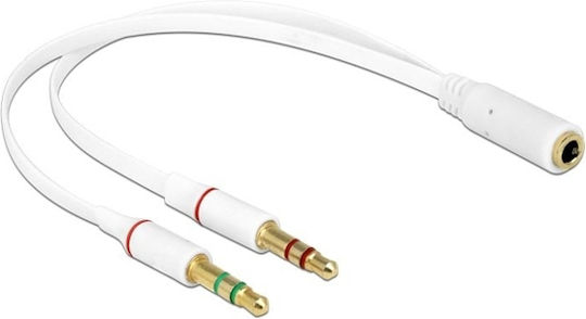 Powertech Конвертор 3.5mm 2x мъжки към 3.5mm женски Бял 1бр CAB-J048