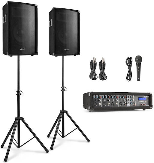 Vonyx VX210 170.110 Σετ με Αυτοενισχυόμενα Ηχεία PA 500W με Woofer 10"