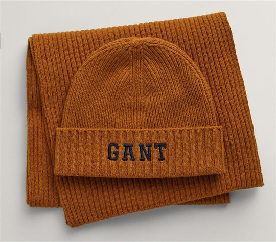Unisex Set mit Beanie Gestrickt in Braun Farbe