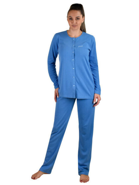 Secret Point Winter Damen Pyjama-Set Hellblau