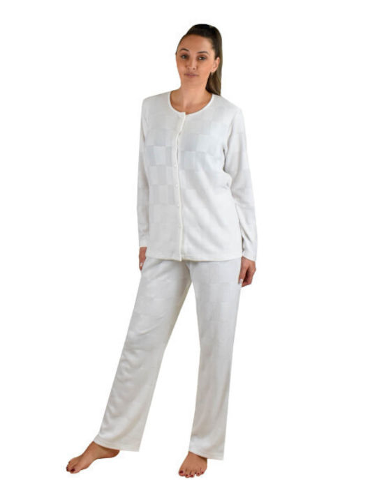 Secret Point Winter Damen Pyjama-Set Weiß