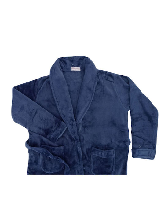 Lovelx Homewear Winter Damen Vlies Robe Blau