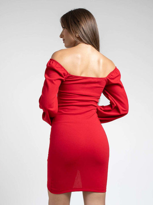 Fashioncore Mini Evening Dress Draped Red