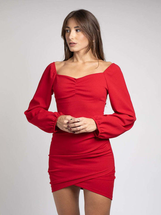 Mini Abendkleid Drapiert Rot